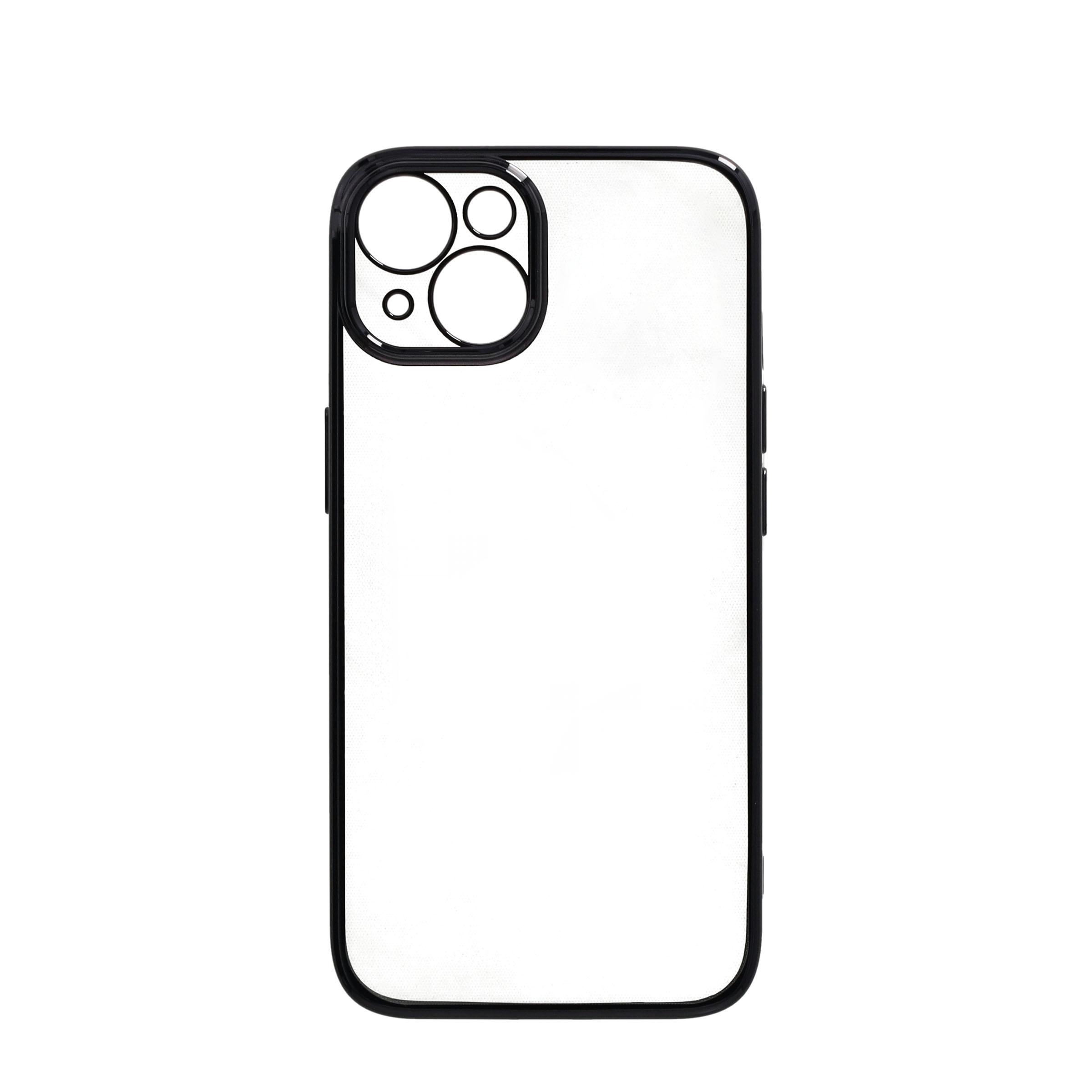 iPhone 13 Gummi Case Hülle Galvanisierter Rahmen   Kameraschutz - Schwarz