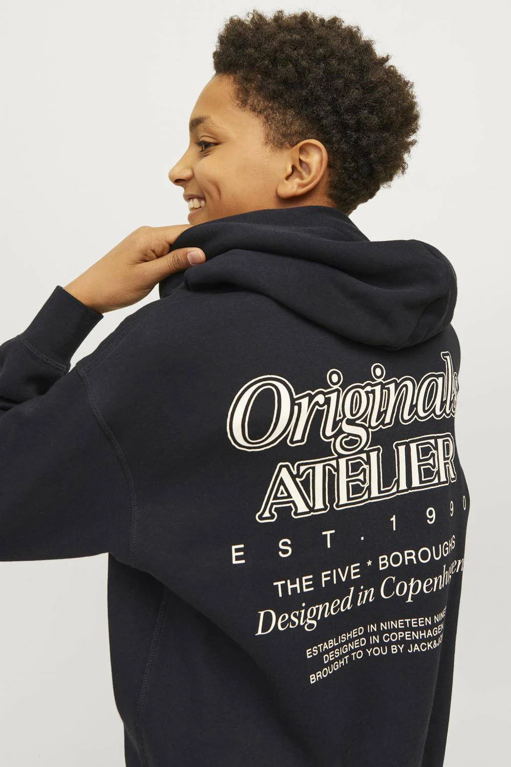 JACK & JONES hoodie JORBROOKLYN met backprint zwart
