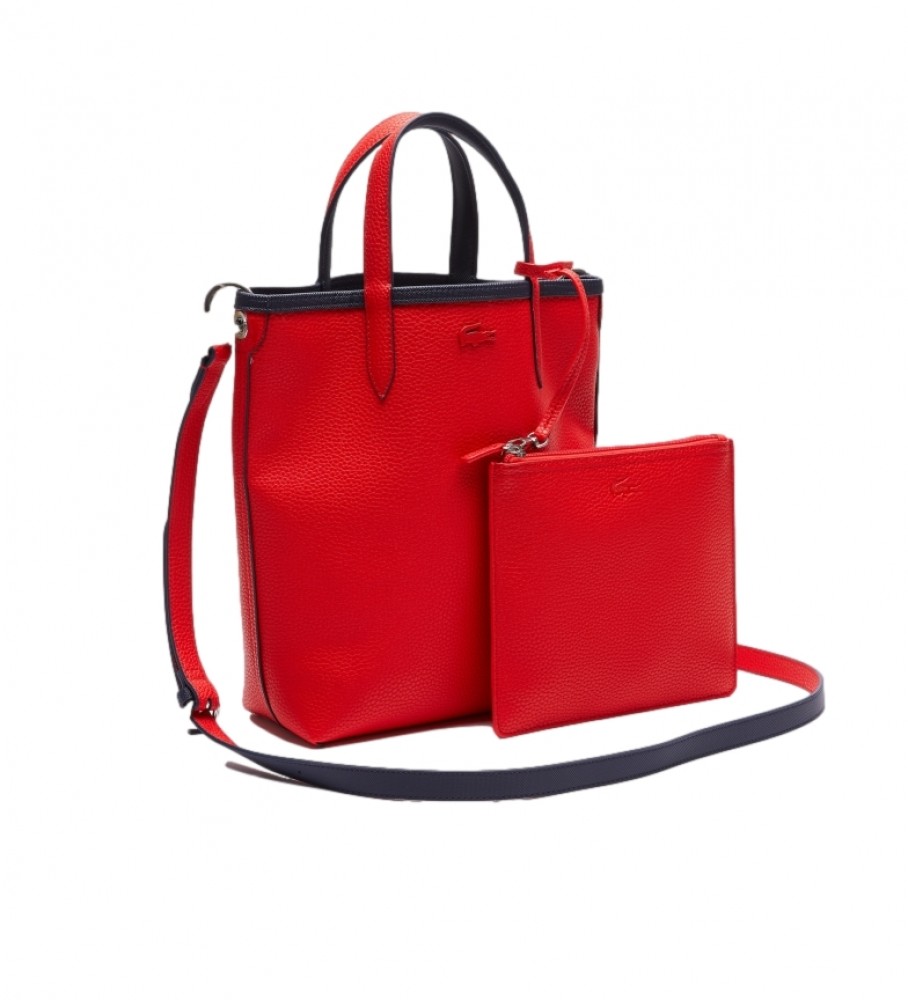 Bolsa tote reversível Lacoste Anna, azul-marinho/vermelha - 29x22x10cm -