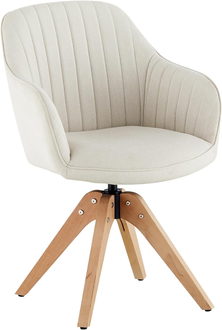CLIPOP Drehbarer Design Stuhl Vintage Beige Buchenholz Beine Esszimmerstuhl Küchenstuhl Besucherstuhl Bürostuhl Wohnzimmerstuhl (Leinen, Beige)