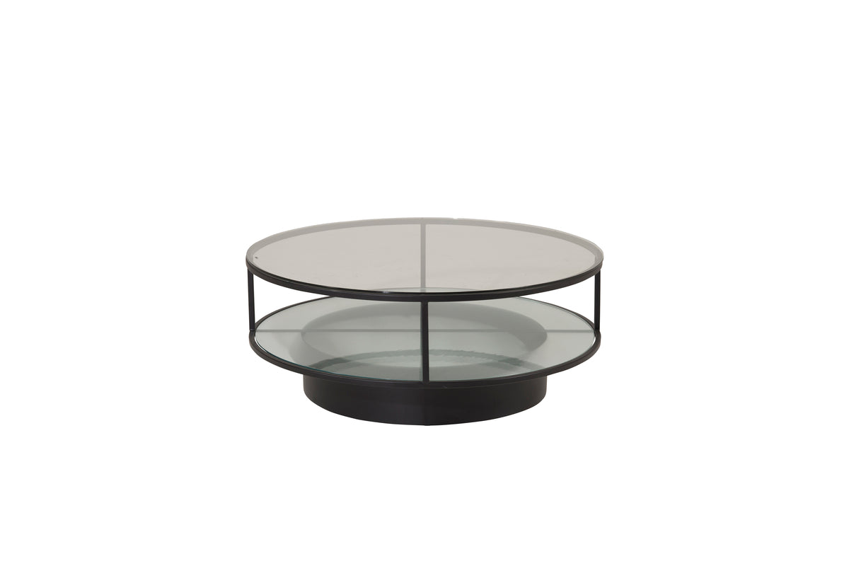 Hobro Salontafel - Ø100 cm - Zwart met Glas