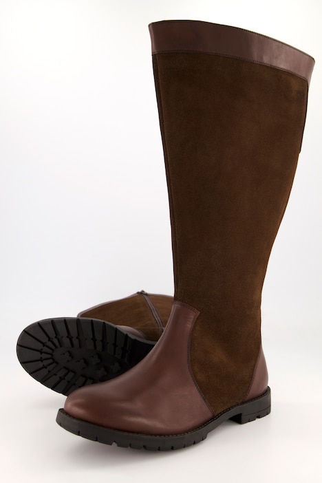 Lederstiefel, Nappa-/Veloursleder, Zipper, Weite H