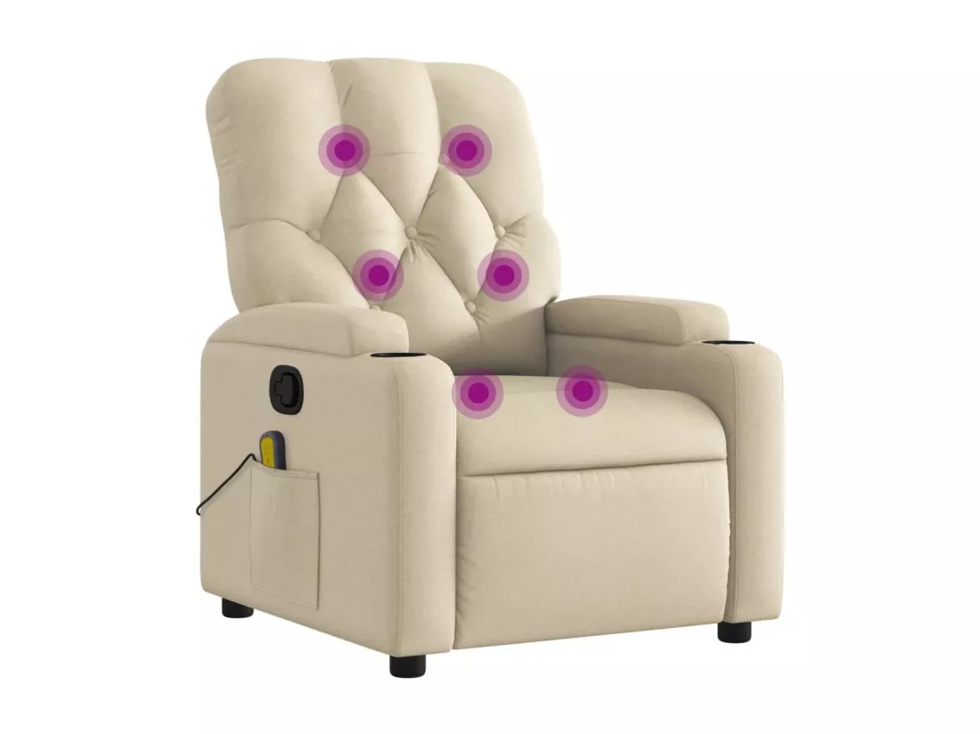 Fauteuil de massage inclinable Crème Tissu