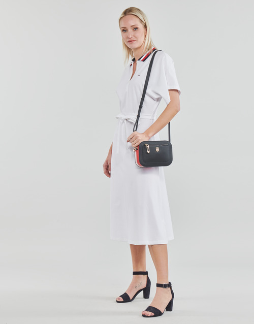 Tommy Hilfiger - GBL STP FLARE MIDI POLO DRESS SS - Blanc