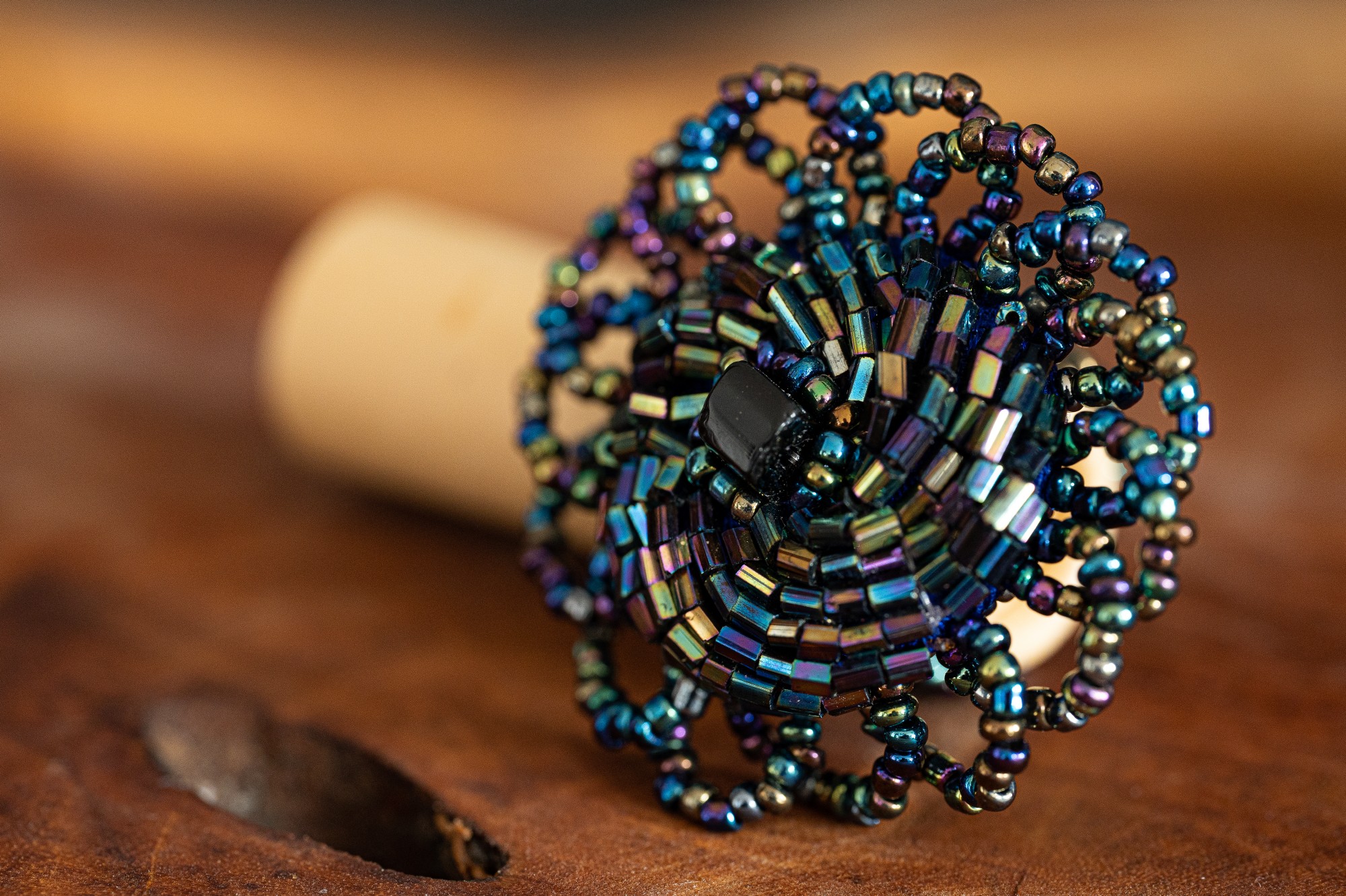 Ring 'Perlenblume', Glasperlen, multicolor, Ø 4 cm, one size günstig bestellen