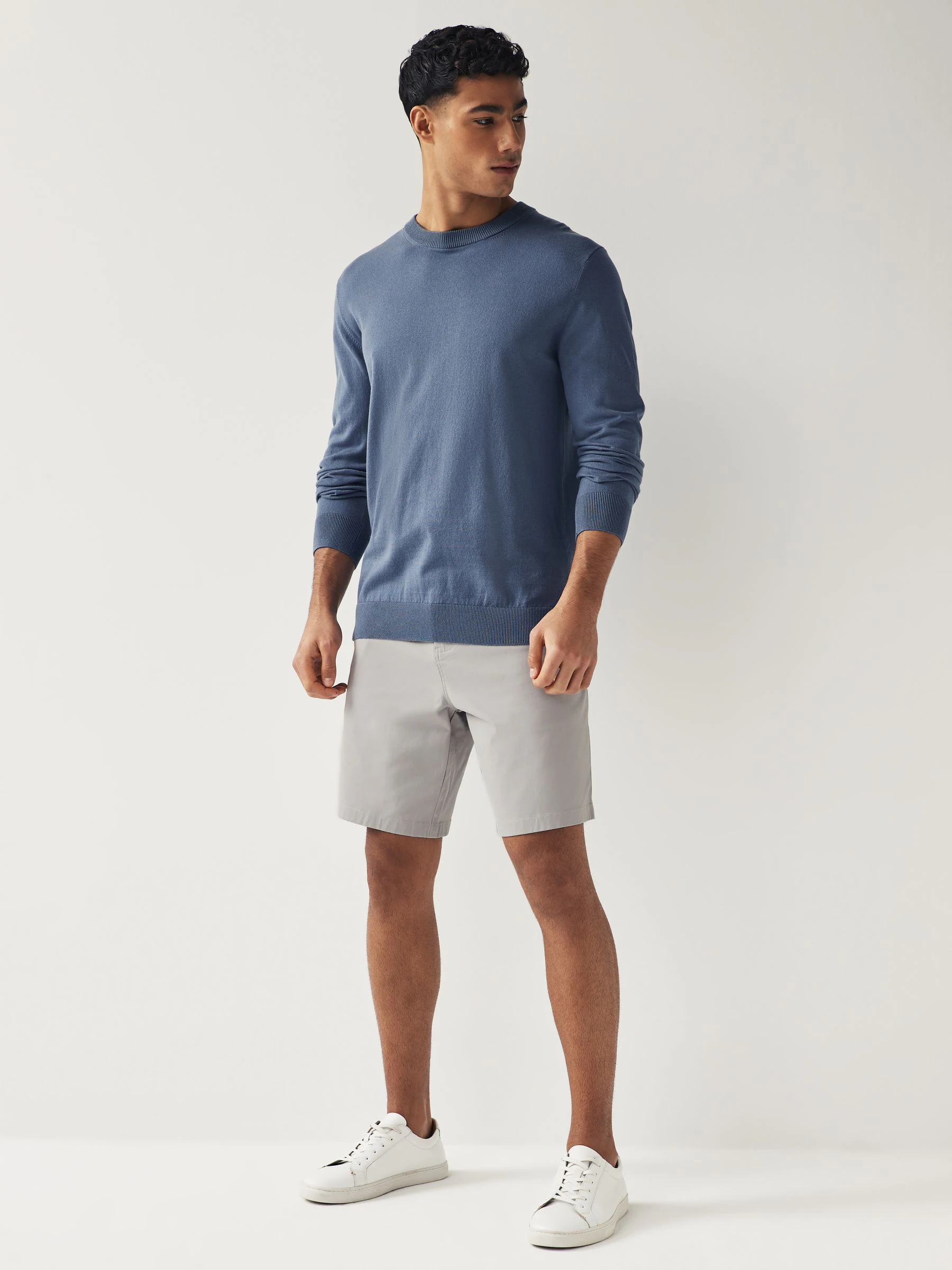 Lichtgrijs - Straight fit - Chinoshort met stretch