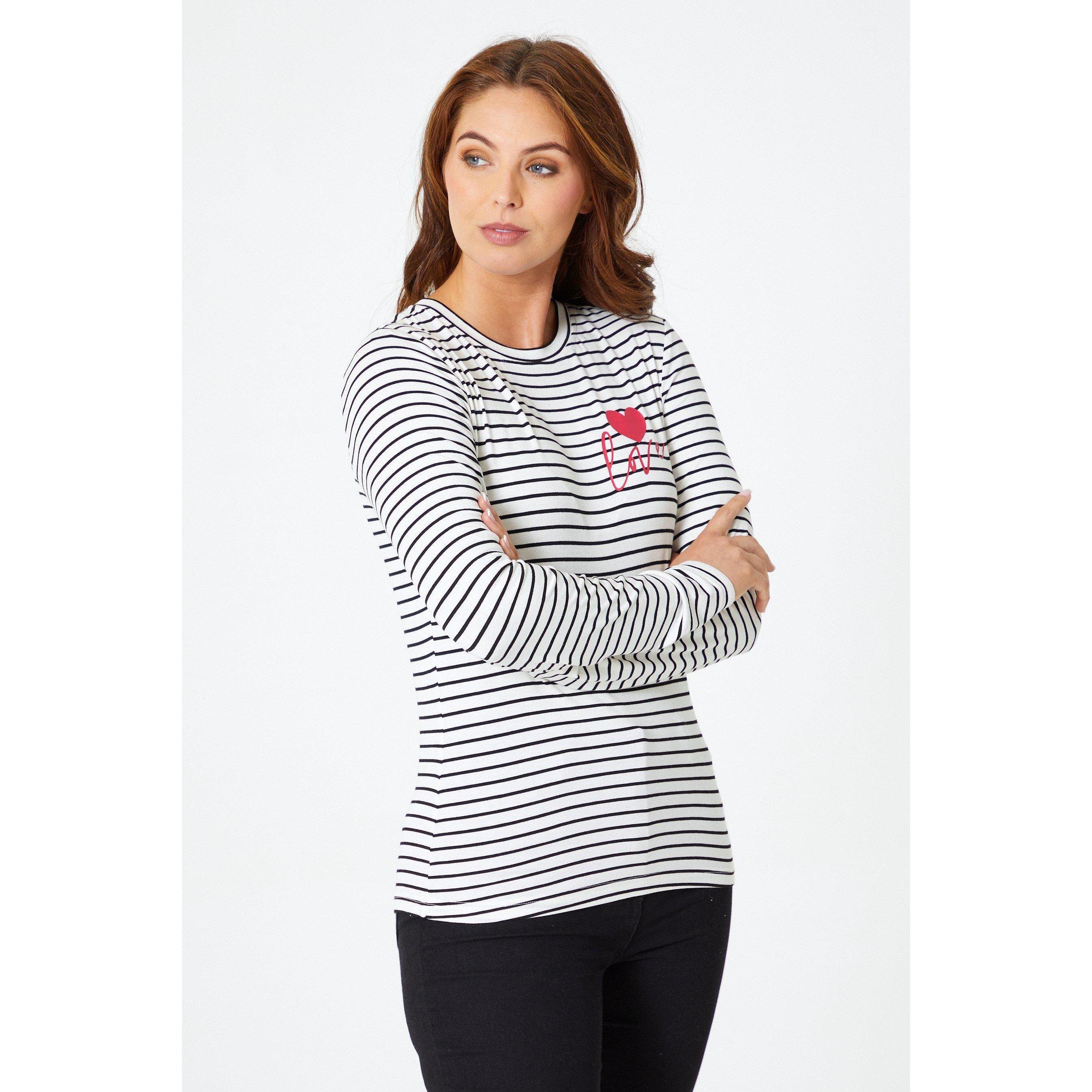 Be You Ladies Long Sleeve Stripe Love T Shirt