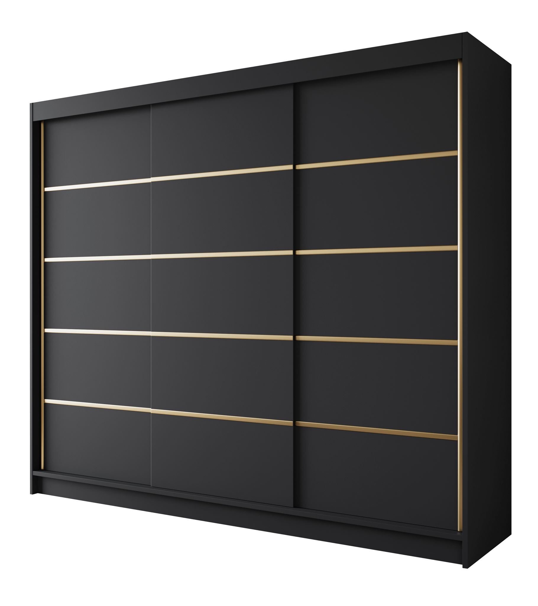 Eagle - Kledingkast met schuifdeuren - Zwart - 250x58x215 cm