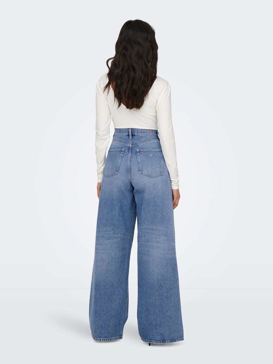 ONLSONIC Hohe Taille Weiter Beinschnitt Jeans Medium Blue Denim