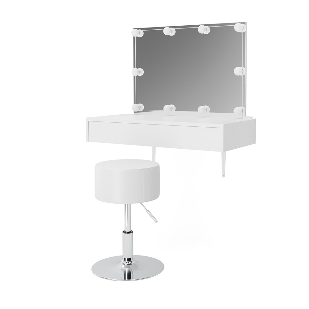 Vicco Schminktisch Alessia Frisiertisch Kommode Frisierkommode Spiegel Weiß inklusive Hocker und LED-Lichterkette