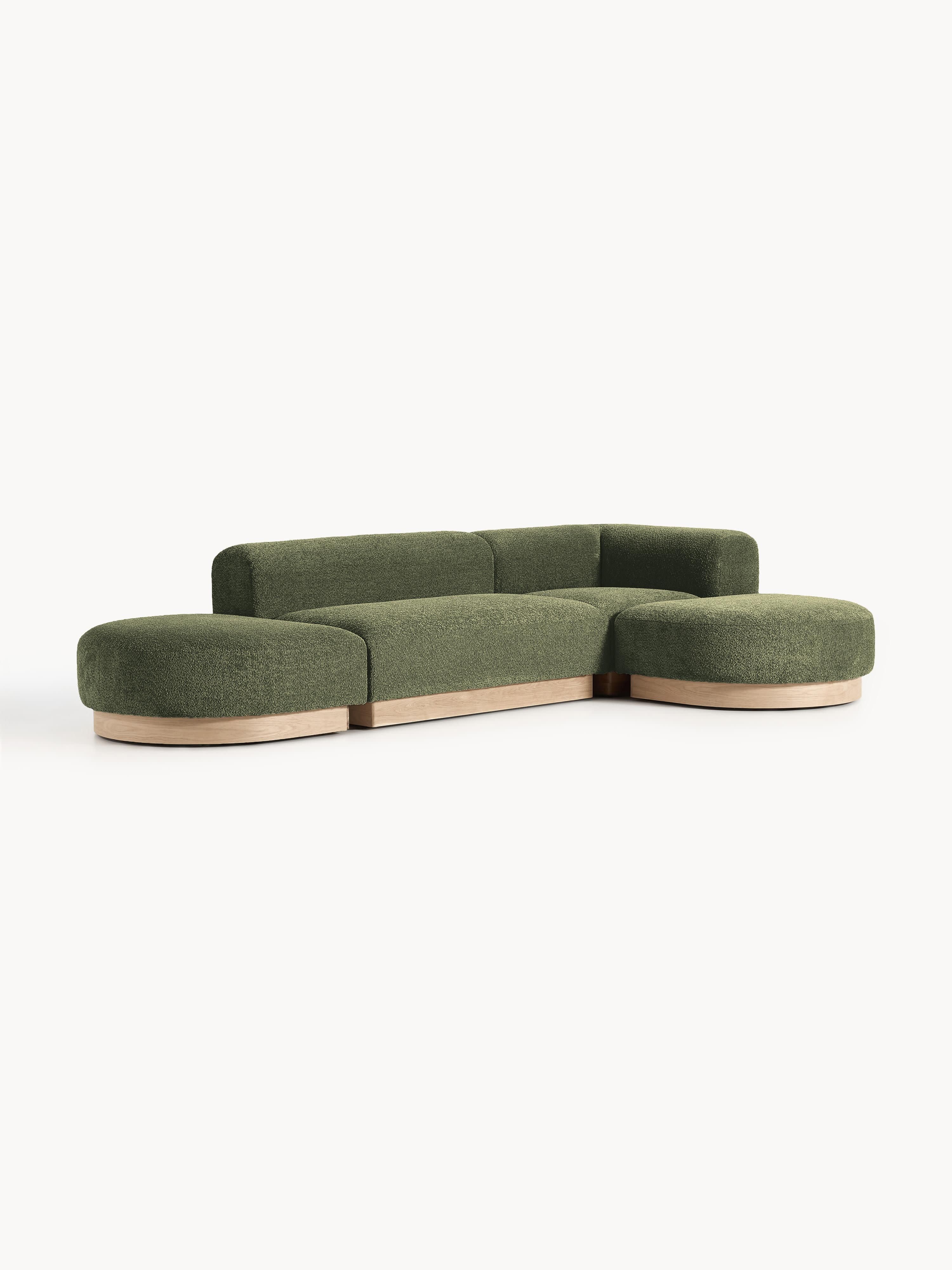 Modulaire hoekbank Natalie van teddy-bouclé