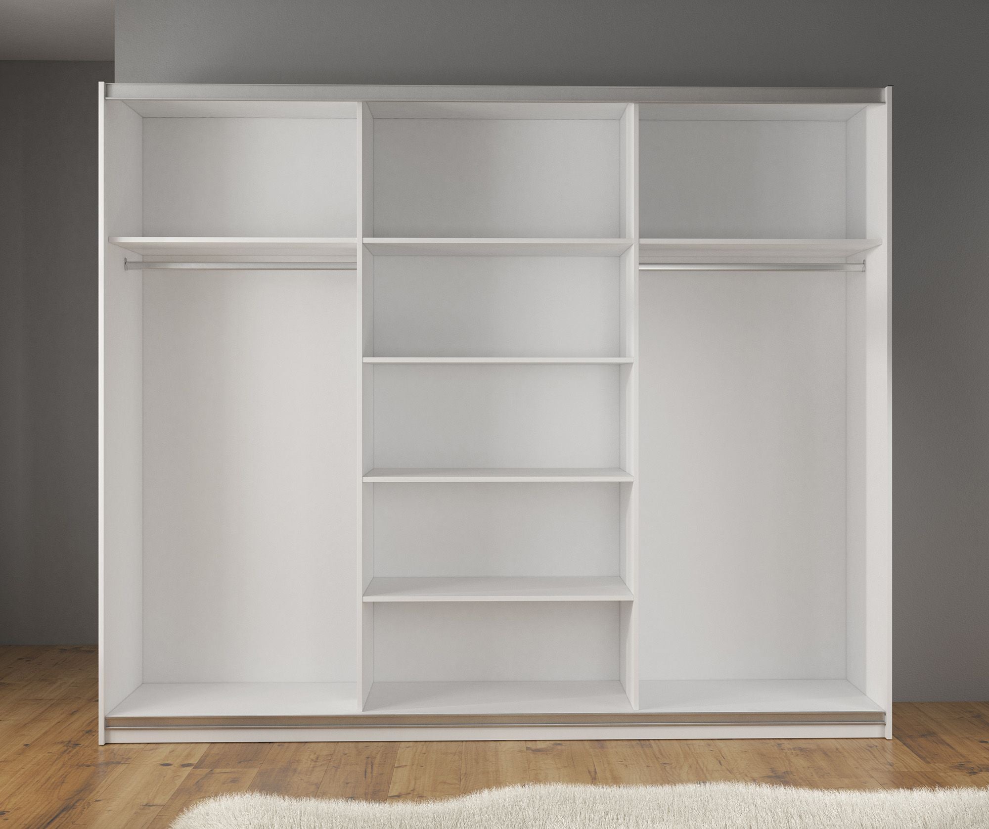 Mariah - Kledingkast met schuifdeuren - Wit - 263x66x224 cm