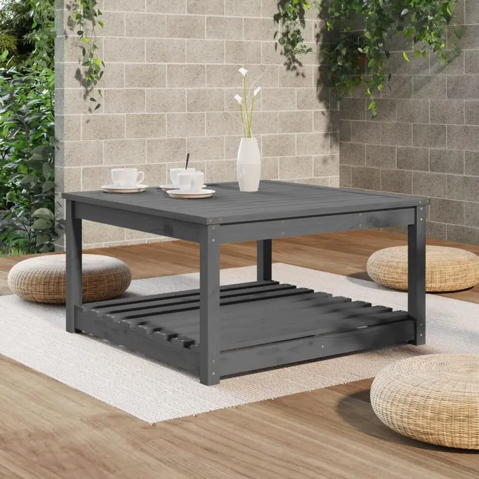 vidaXL - Tuintafel met opbergruimte - Grijs - Grenenhout - 82,5x82,5x45 cm