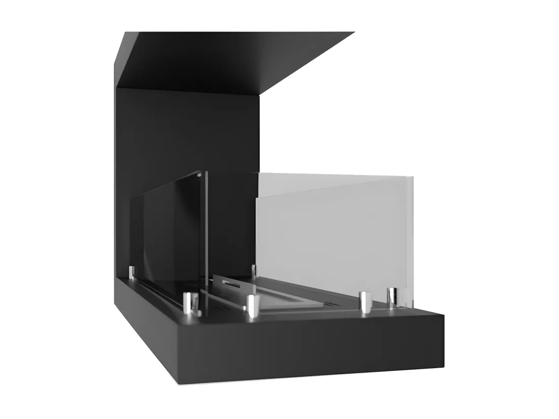 Cheminée au bioéthanol encastrable design U800 avec vitre ouverte sur 3 côtés, brûleur 0,7 litre