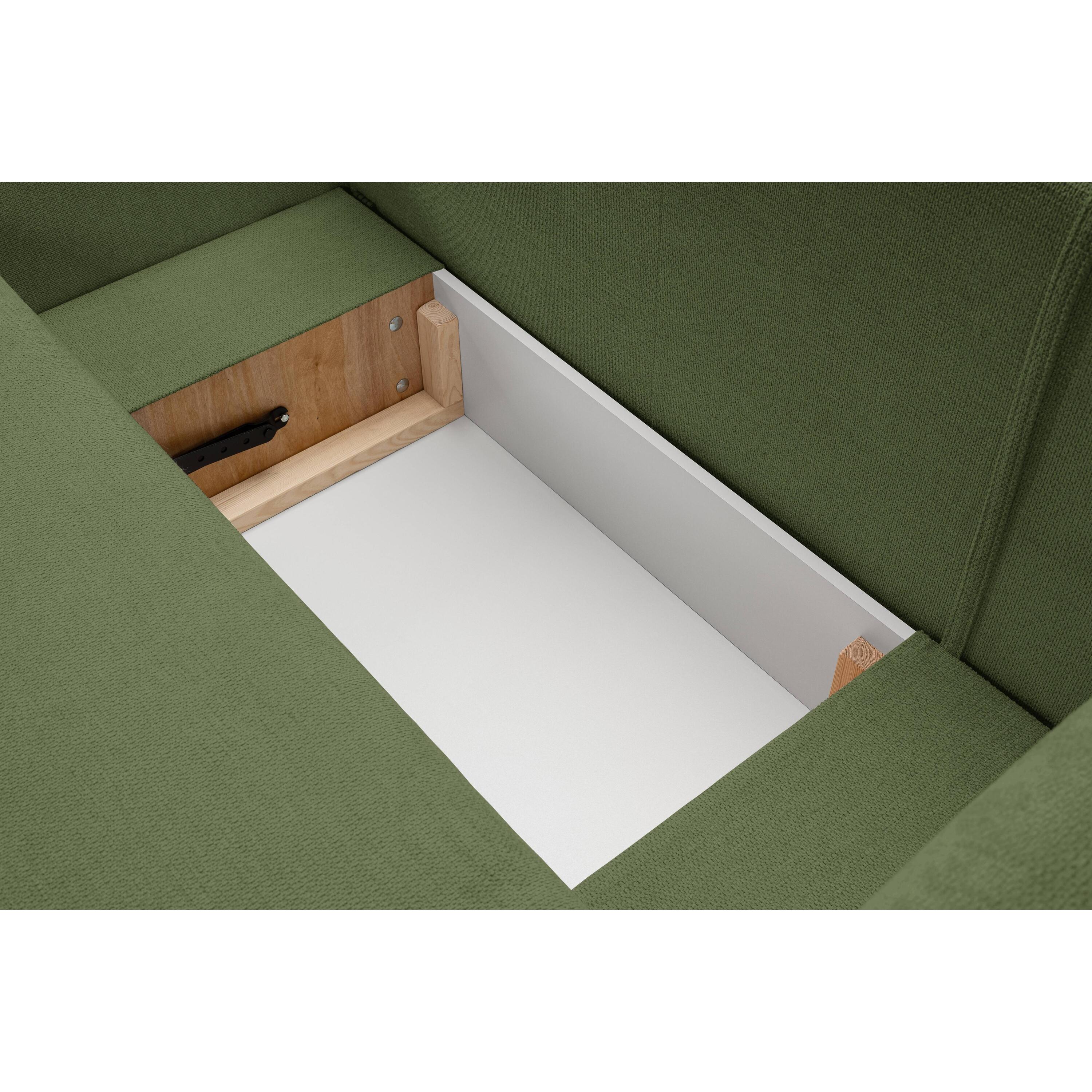 by fonQ Orin Hoekbank Links met Slaapfunctie - Chenille - Groen