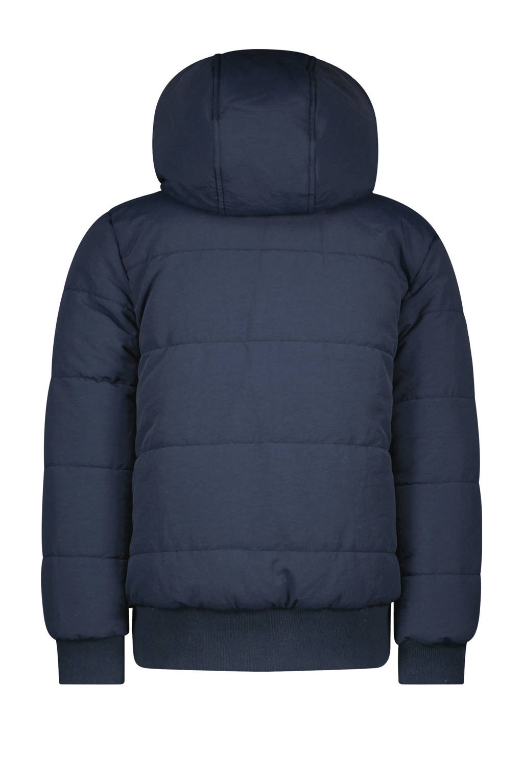 Mooie luxe winterjasreversible gewatteerde winterjas Joah donkerblauw/beige