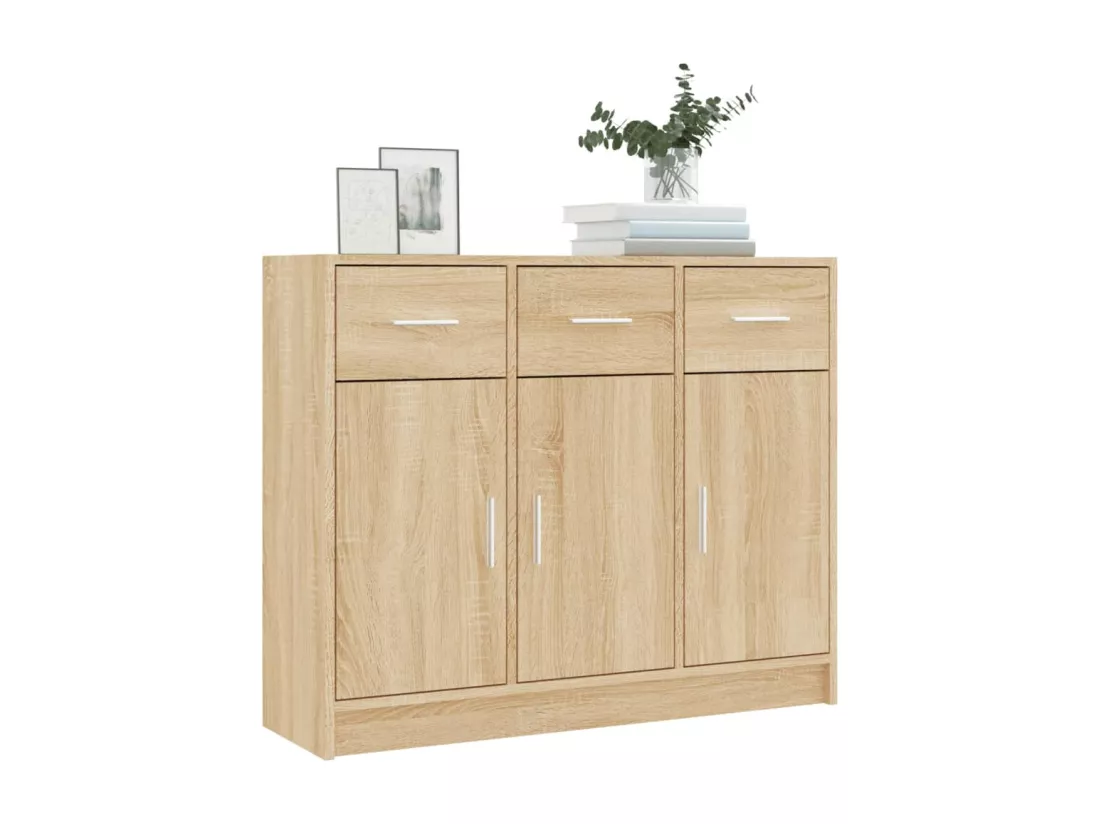 Buffet chêne sonoma 91x28x75 cm bois d'ingénierie