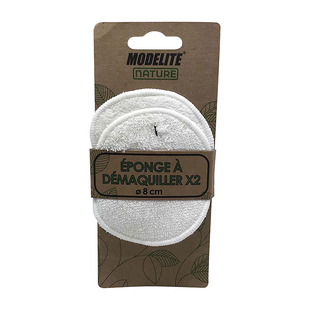 Lot de 2 lingettes à démaquiller coton et bambou D 8cm