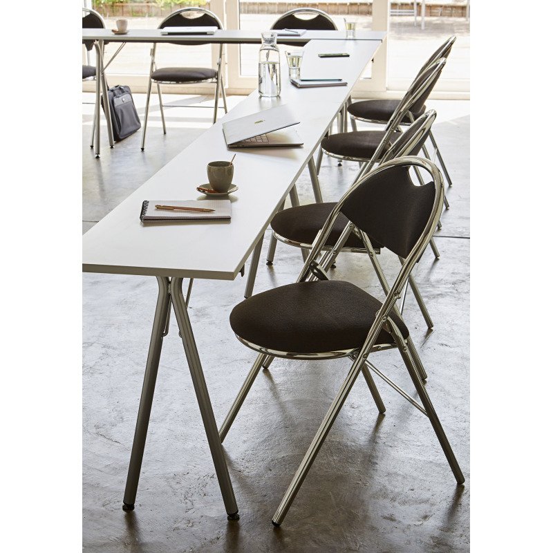 Chaises pliantes SUPER CONFORT - tissu non feu allumette piétement chrome