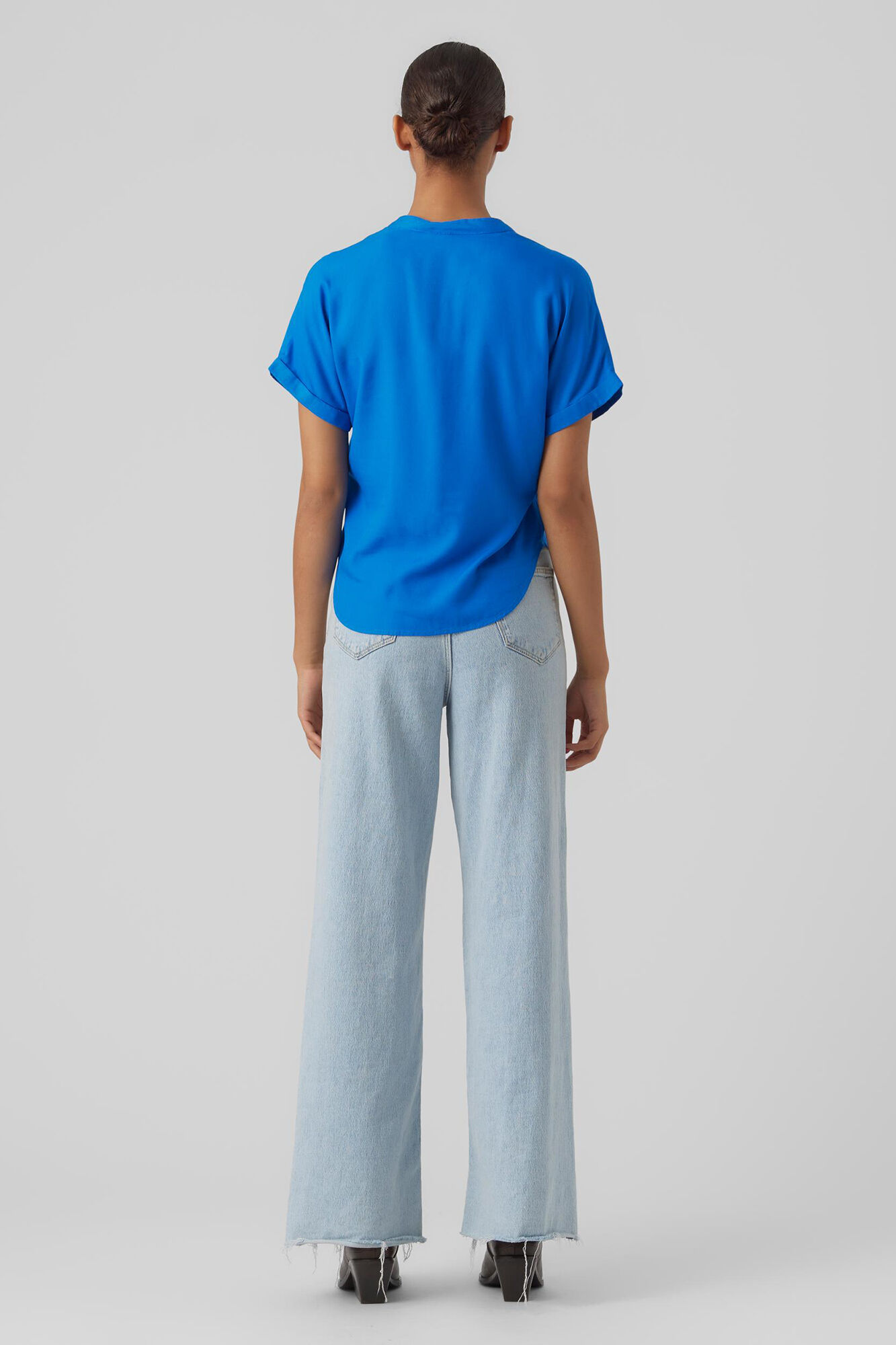 Blusa básica de manga curta - Azul