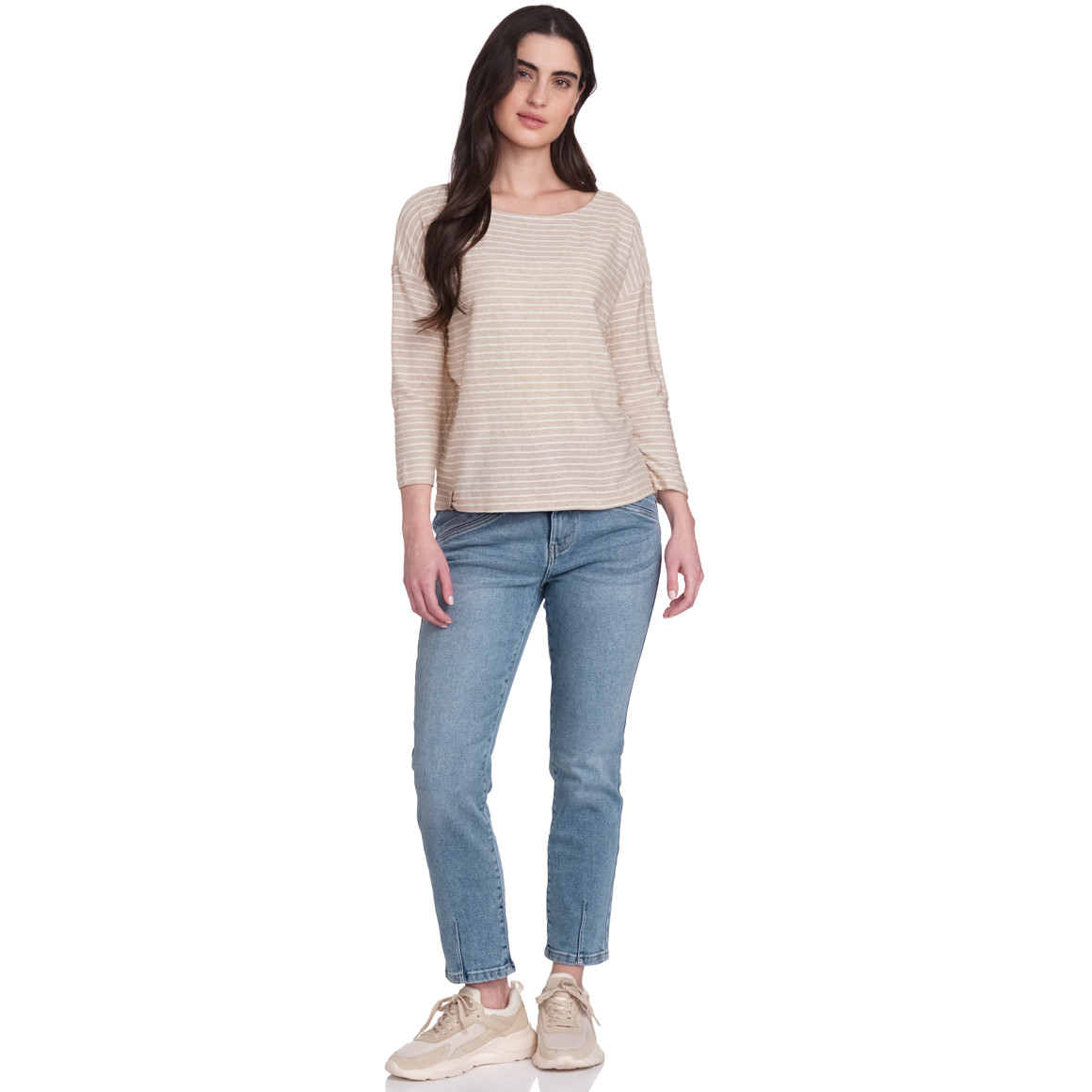 Gina Damen Shirt mit 3/4-Arm beige