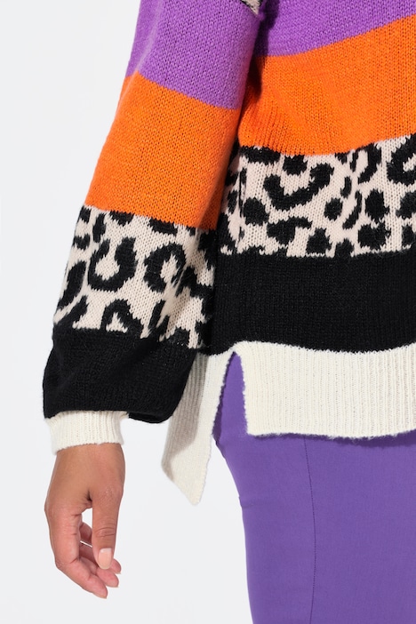 Pullover, oversized, Blockstreifen, Langarm
