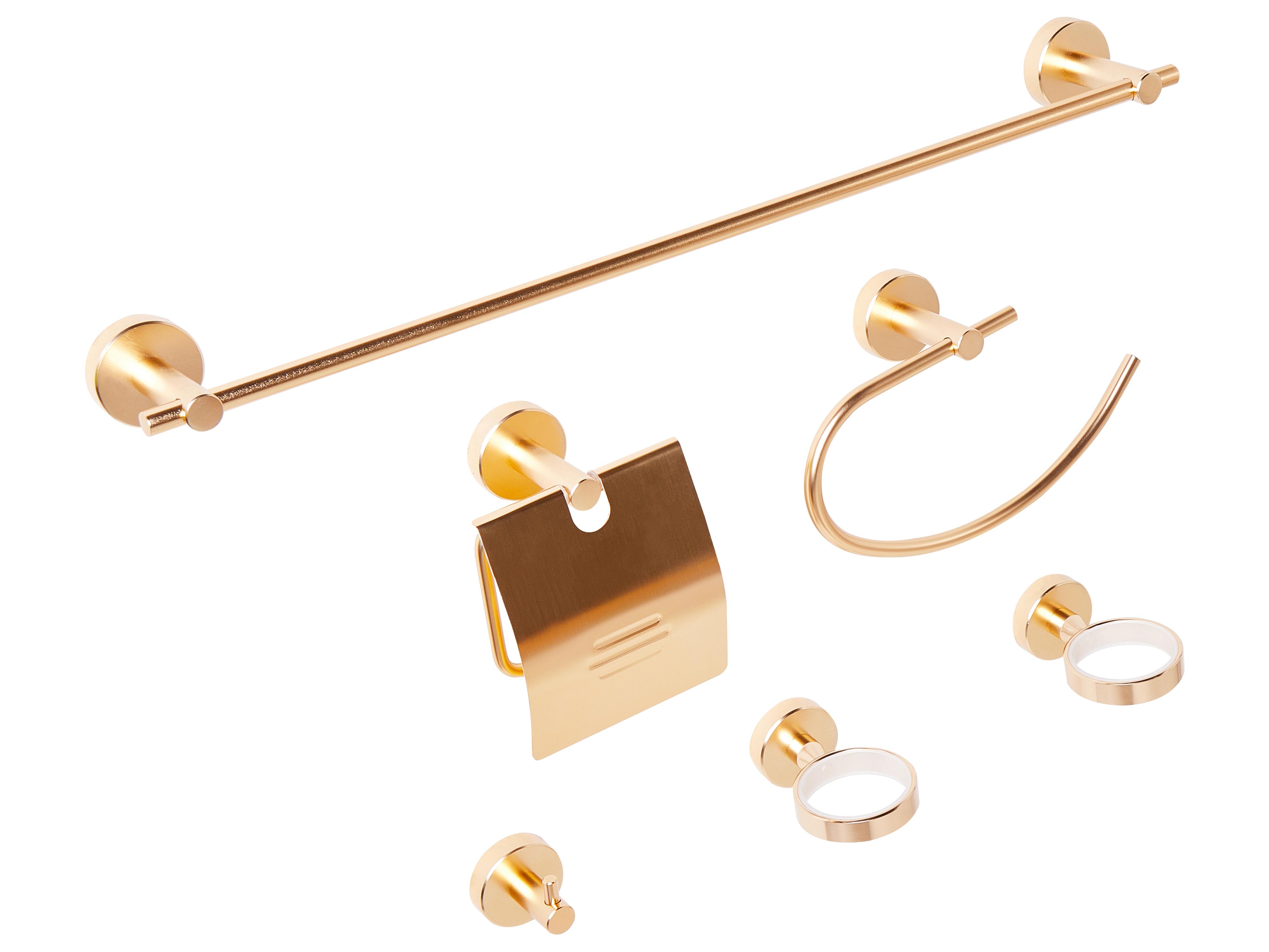 6-delige badkamer hardware set ZARUMA met handdoekstangen en -haken Goud