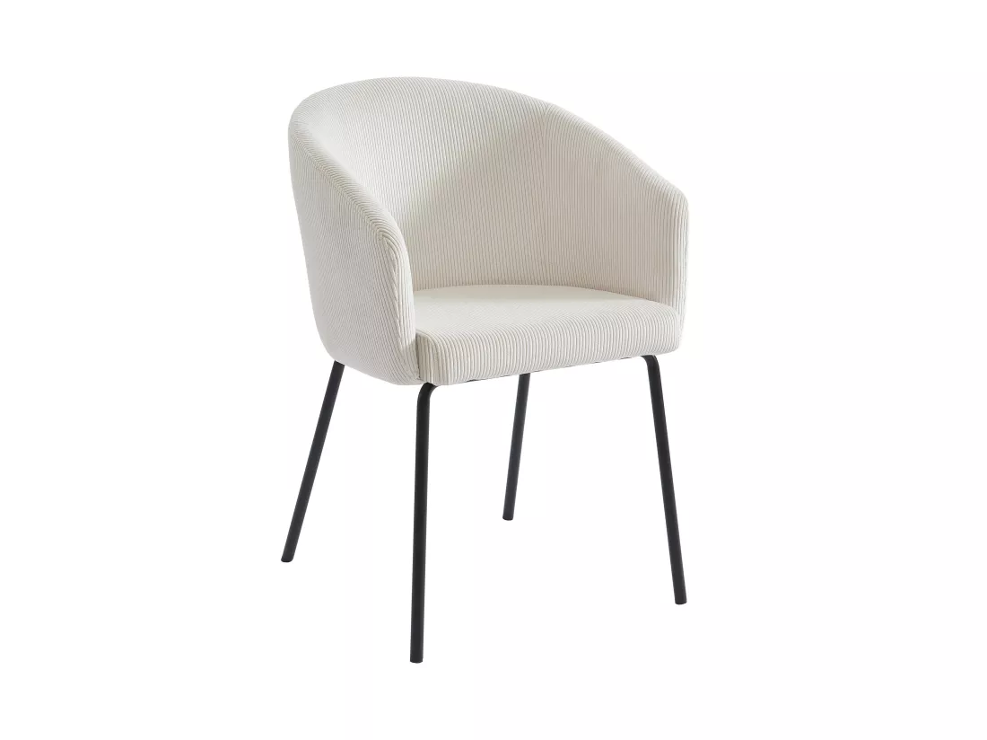 Lot de 2 chaises avec accoudoirs en velours côtelé et métal - Crème - MORONI de Pascal MORABITO
