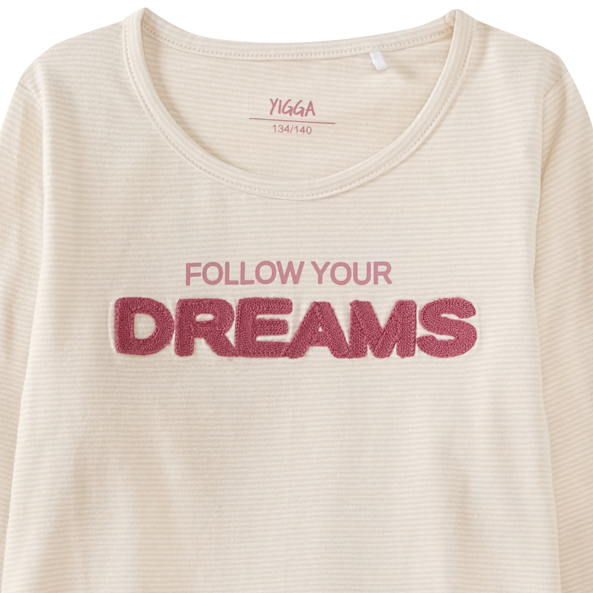 Yigga Mädchen Langarmshirt mit Stickerei creme