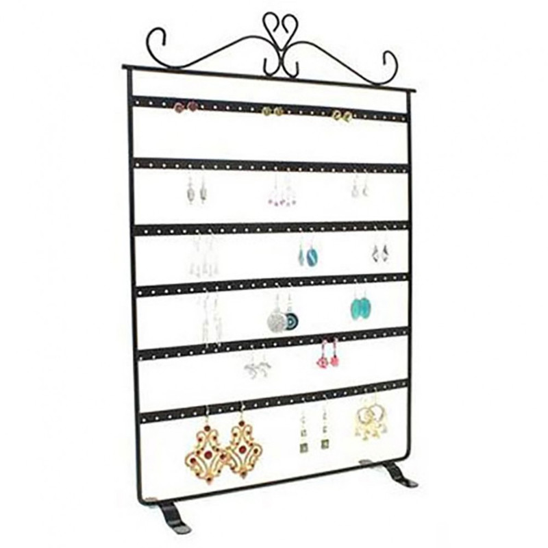 Porte bijoux cadre porte boucle d'oreille 6 rangs (72 paires) Noir