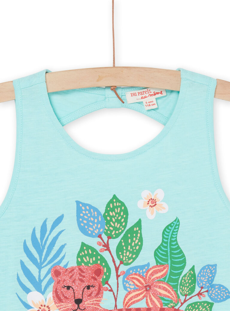 Débardeur turquoise à motif tigre