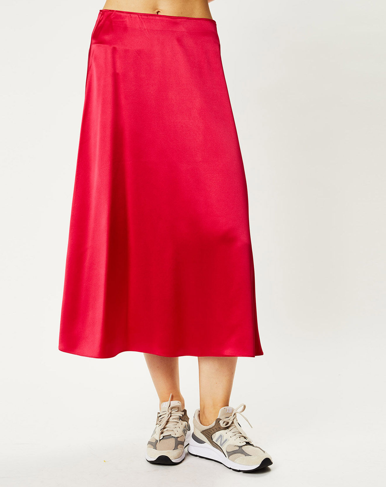 Galeries Lafayette Jupe midi 100% Soie Zazie rose fuchsia