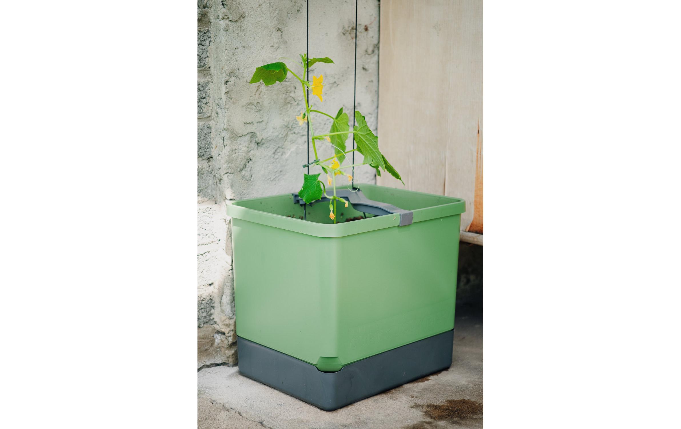 CURT CUCUMBER Gurkentopf GrauPflanzkübel mit Wassertank und Rankhilfe
