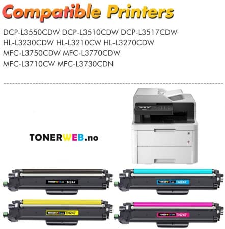 Tonerkassett, erstatter Brother TN247 CMYK BK/C/M/Y 4 stk (3000 sider sort, 2.300 sider fargene) (1 stk.)
