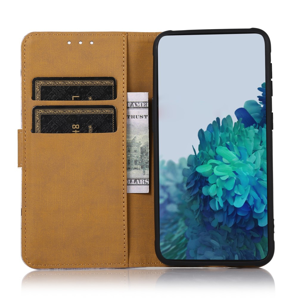 Samsung Galaxy S21 FE 5G Leder Tasche mit Kartenfächern Eiffelturm - Braun