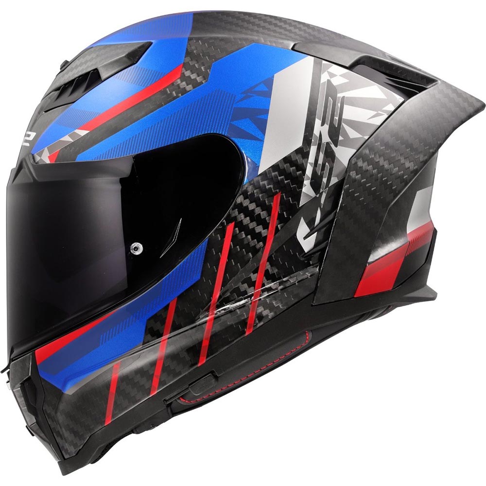LS2 - Casque FF807 Dragon Trax Carbone / Bleu / Rouge / Brillant