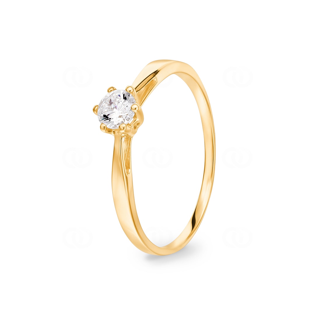 Solitärring 750/18 K Gelbgold mit Zirkonia 6-Griff