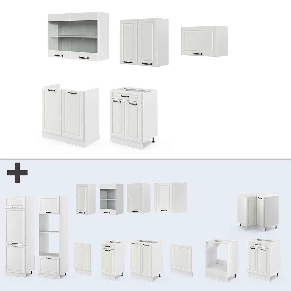 Vicco Küchenzeile Küchenblock Einbauküche R-Line 200 cm Landhaus Weiß