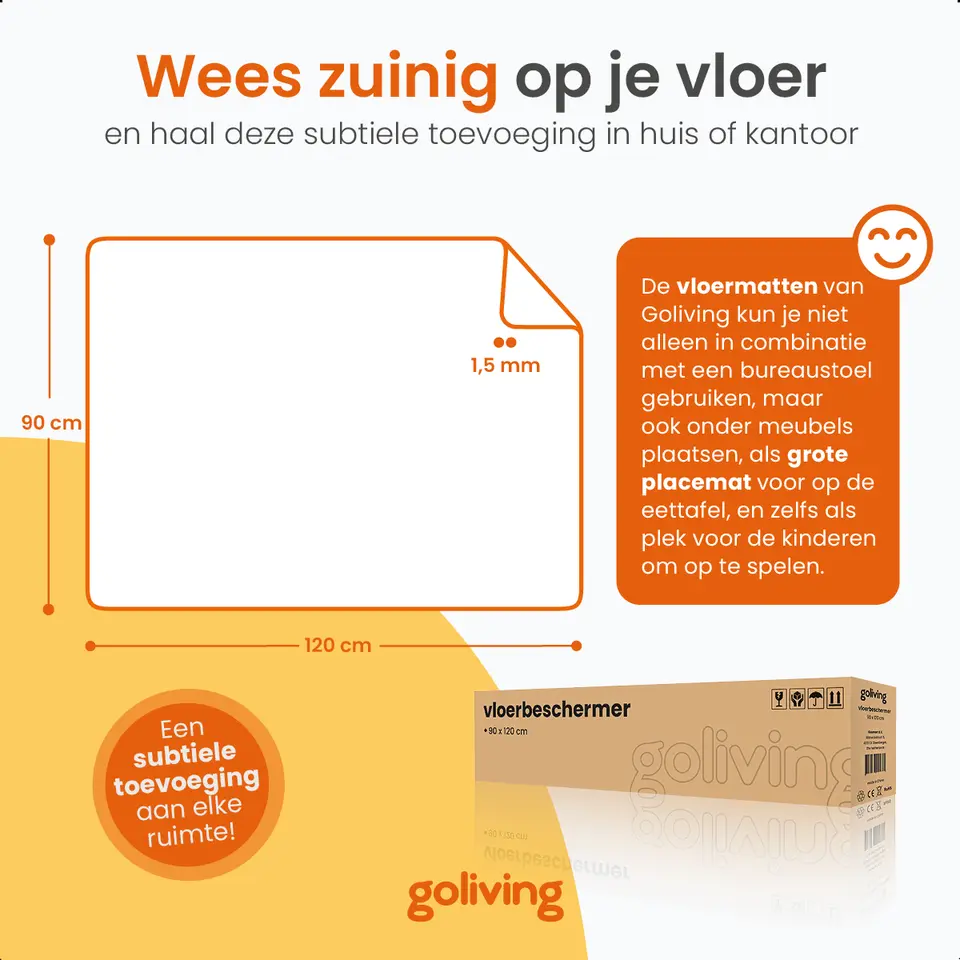 Goliving Vloerbeschermer bureaustoel - 90x120cm - Bureaustoelmat