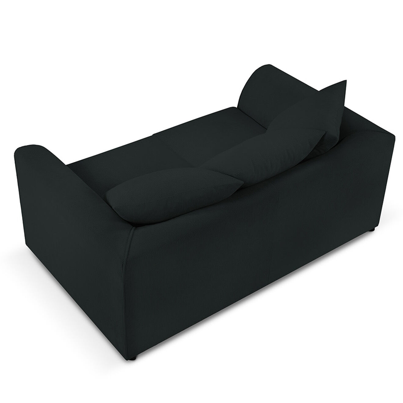 Mazzini Sofas Canapé Quince Velours côtelé 2 Places noir - 150x92x80 cm