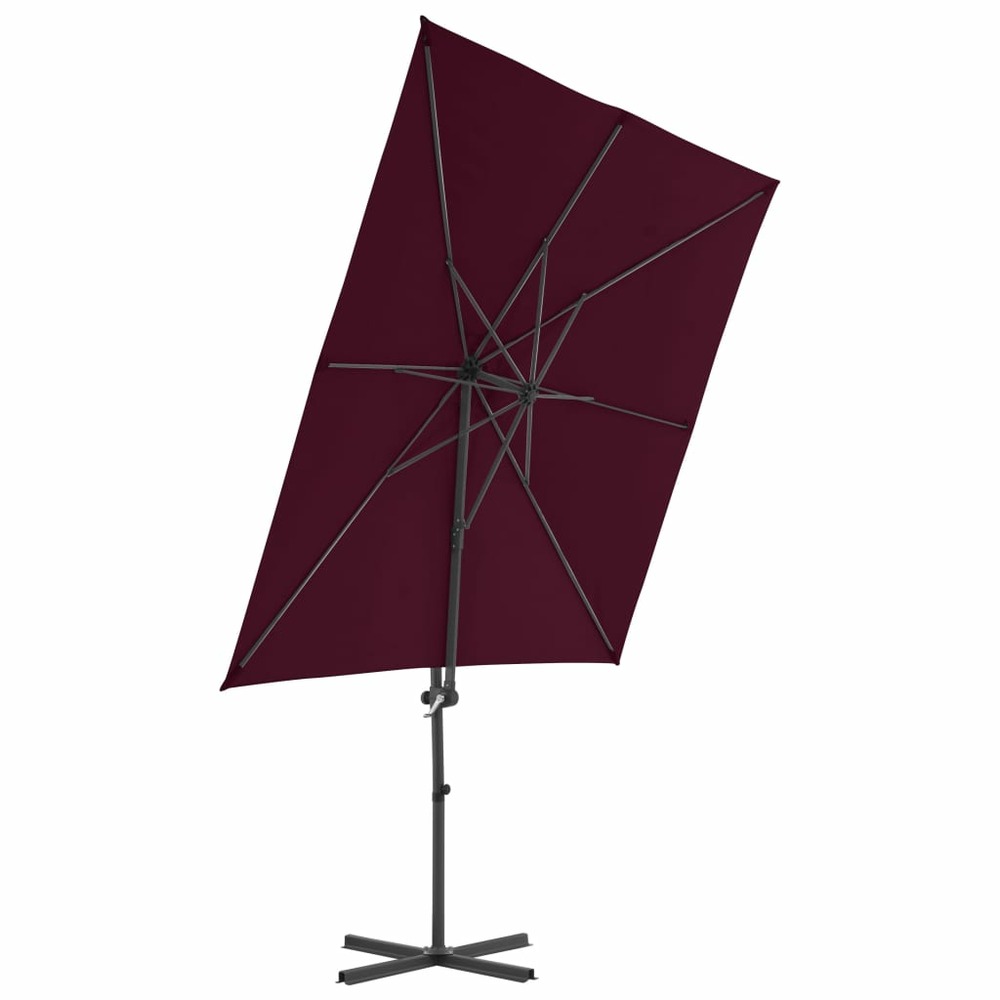 Parasol déporté avec mât en acier 250 x 250 cm rouge bordeaux