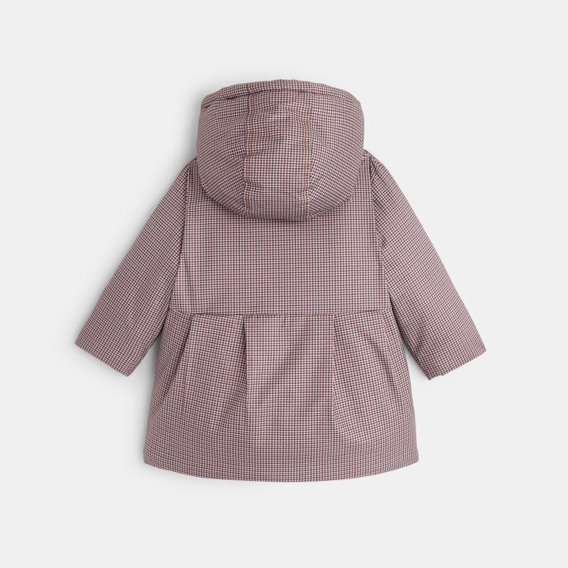 Manteau de ville capuche motif fantaisie bébé fille Gris ou noir