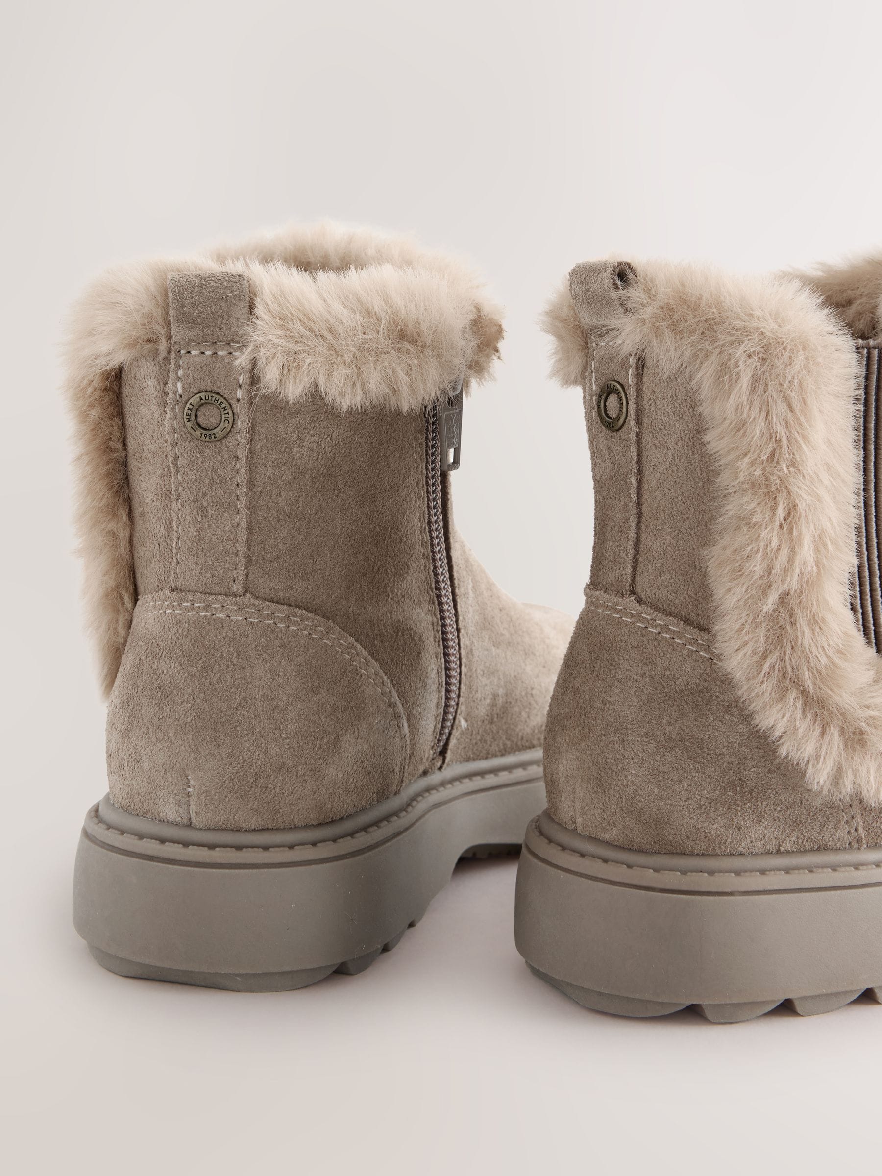 Mink-bruin suède - Met imitatiebont gevoerde Chelsea Boots