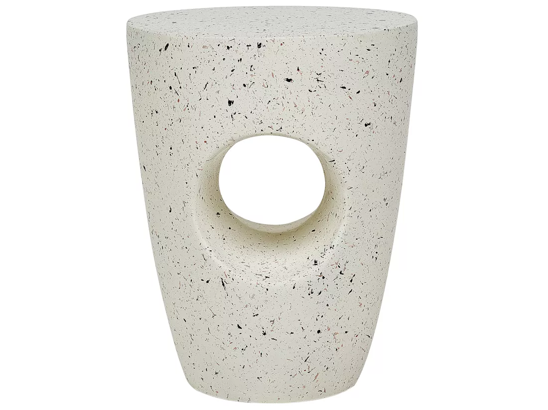Table d'appoint blanc cassé effet terrazzo EDOLO