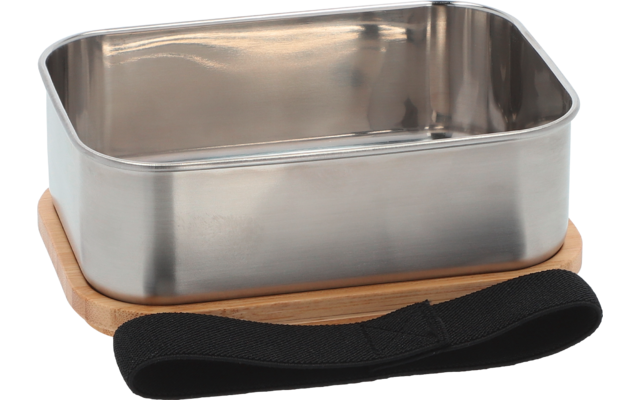 Camplife Edelstahldose mit Bambusdeckel und Gummiband