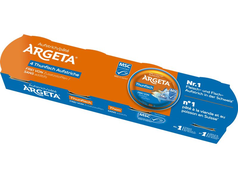 Argeta Brotaufstrich Thunfisch MSC 4 x 95 g Cremig-zarter Aufstrich aus MSC Thunfisch