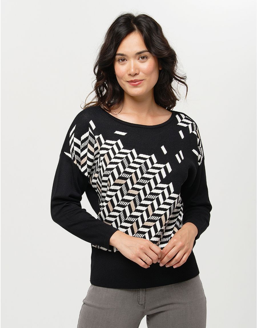 Pull ample à chevrons