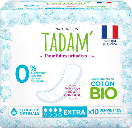 Tadam Serviettes Écologiques Fuites Urinaires Et Incontinence Légère Extra Pièces 10