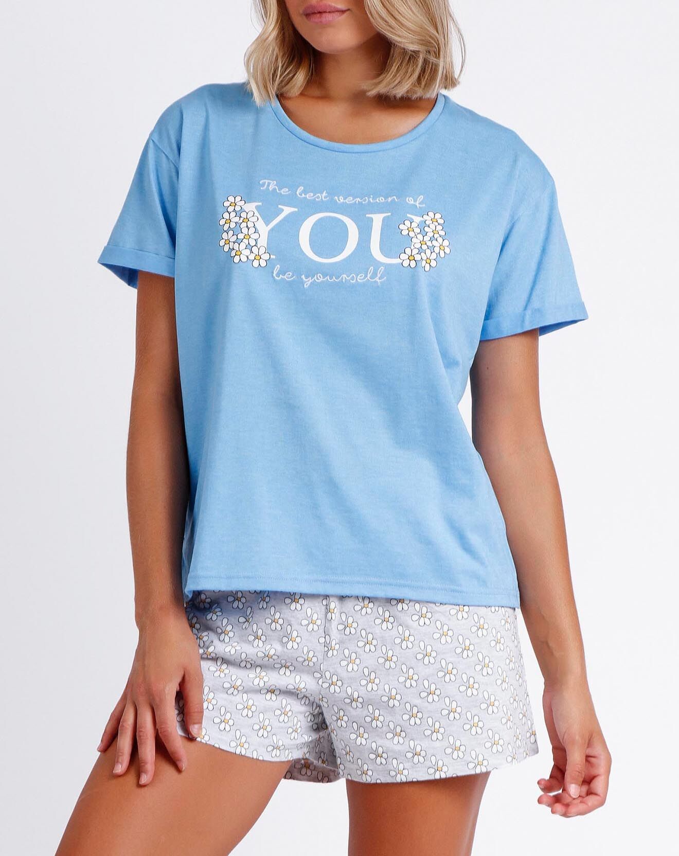 Admas Pyjama T-Shirt & Short bleu