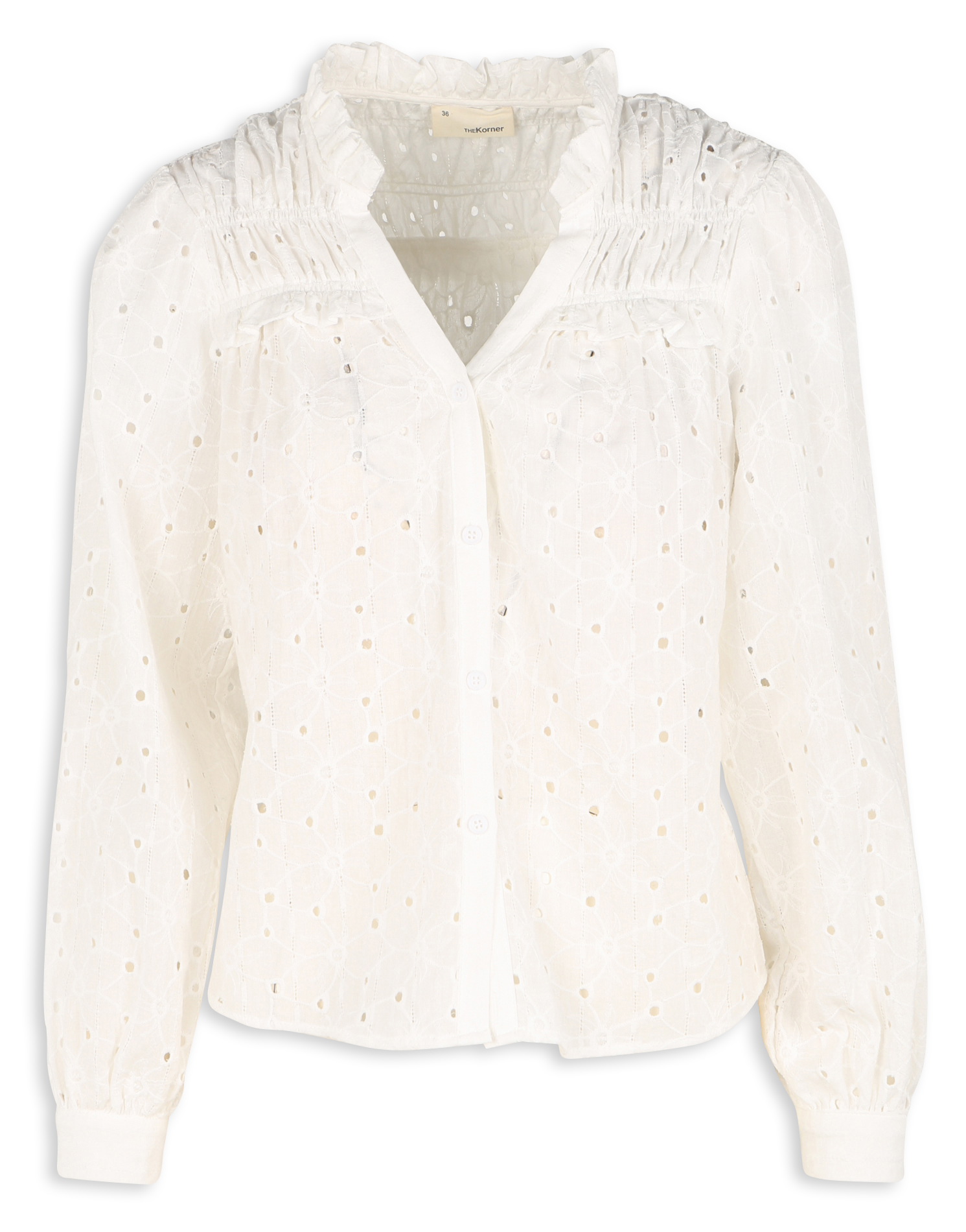 Chemise droite brodée en coton | Blanc
